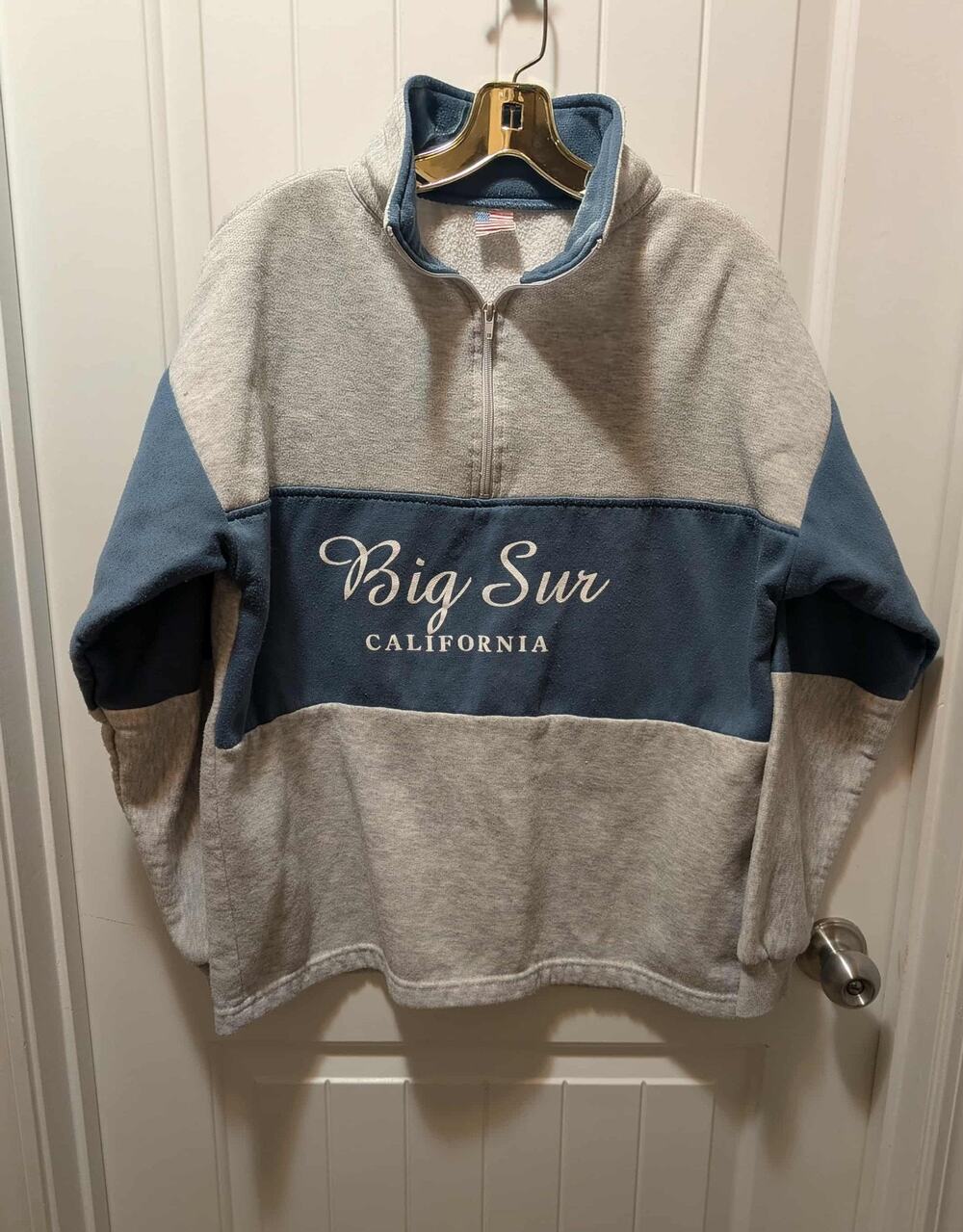 Vintage Big Sur California Sweatshirt Adult L Gray Blue Quarter Zip Classic USA
